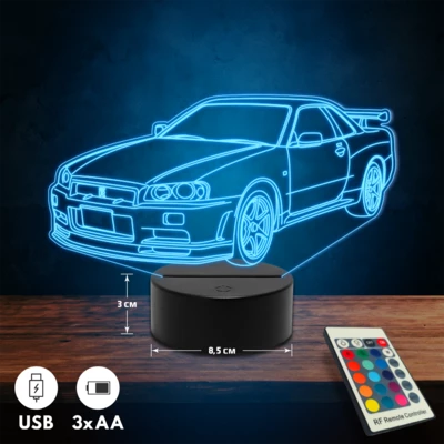 Nissan Skyline GT-R (R34) autós 3D Led lámpa