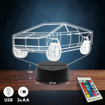 Tesla Cyber truck 3D Led lámpa