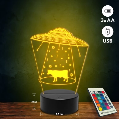 Ufo 3D Led lámpa - Akár egyedi felirattal