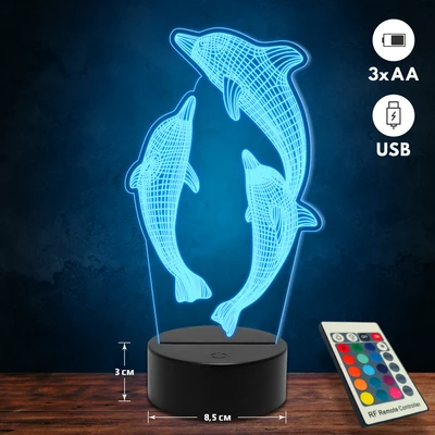 Delfin család 3D Led lámpa