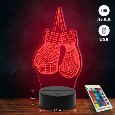 Bokszoló 3D Led lámpa - Egyedi felirattal