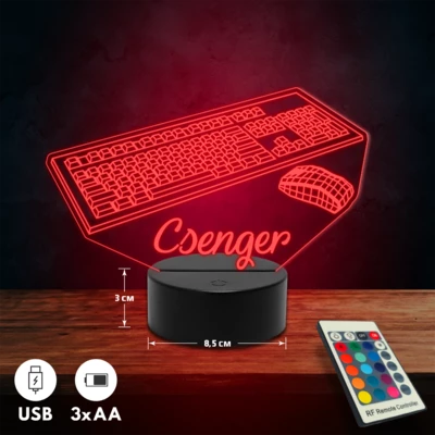 Gamer perifériás 3D Led lámpa