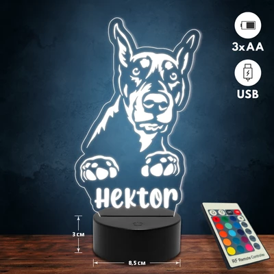Dobermann kutyás 3D Led lámpa