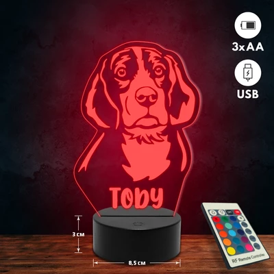 Beagle kutyás 3D Led lámpa
