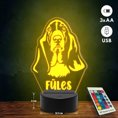 Basset hound kutyás 3D Led lámpa