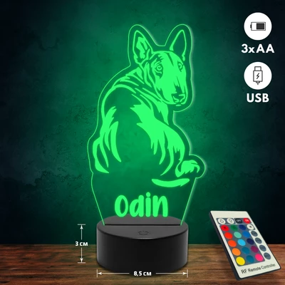 Bull terrier kutyás 3D Led lámpa