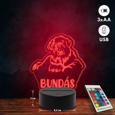 Újfundlandi kutyás 3D Led lámpa