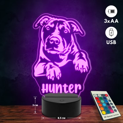 Amerikai staffordshire terrier kutyás 3D Led lámpa