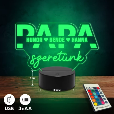Papa szeretünk 3D Led lámpa