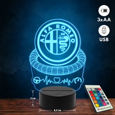 Alfa Romeo logós 3D Led lámpa
