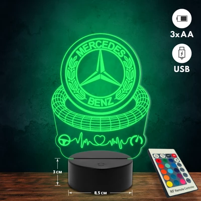 Mercedes-Benz logós 3D Led lámpa
