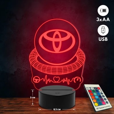 Toyota logós 3D Led lámpa