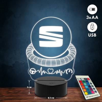 Seat logós 3D Led lámpa