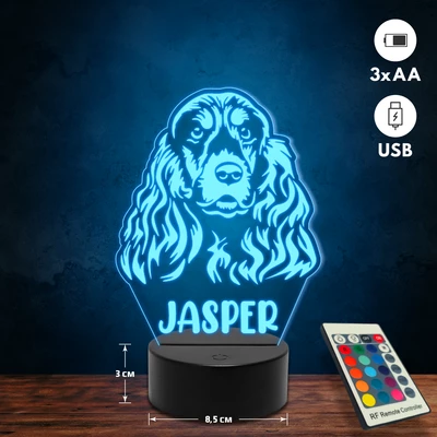 Angol Cocker Spániel kutyás 3D Led lámpa