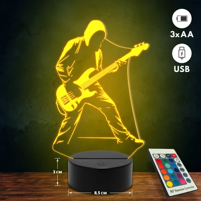 Basszusgitáros 3D Led lámpa