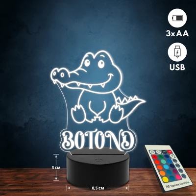Krokodilos 3D Led lámpa