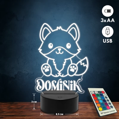 Rókás 3D Led lámpa