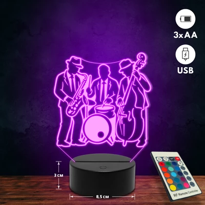 Jazz zenekaros 3D Led lámpa