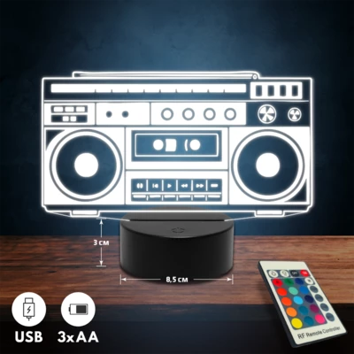 Kazettás magnó 3D Led lámpa