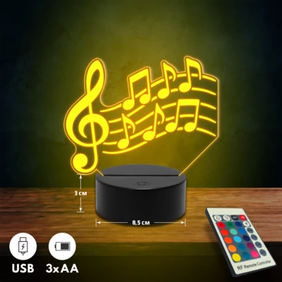 Hangjegyes 3D Led lámpa