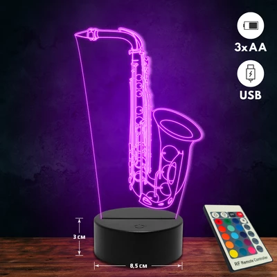 Szaxofon 3D Led lámpa