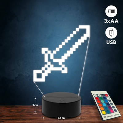 Minecraft kard 3D Led lámpa