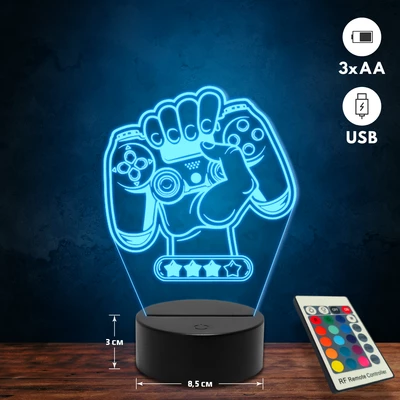 Gamer kontroller 3D Led lámpa