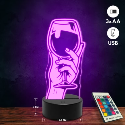 Borospohár 3D Led lámpa