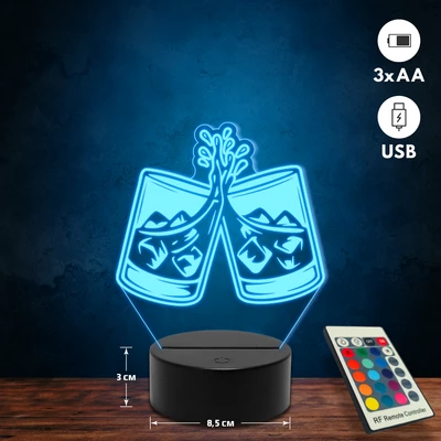 Whiskys pohár 3D Led lámpa