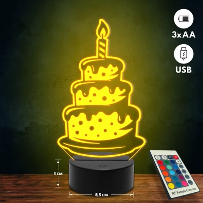 Születésnapi torta 3D Led lámpa