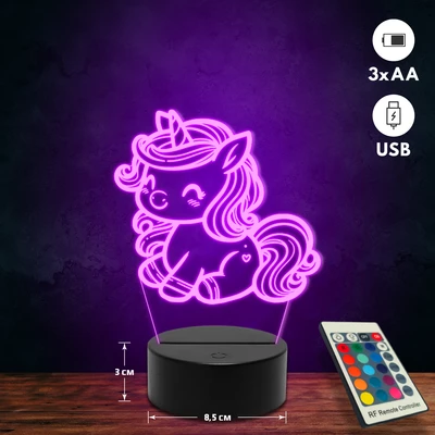 Unikornis 3D Led lámpa