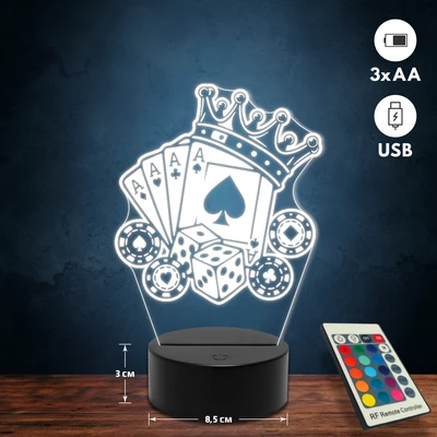 Póker 3D Led lámpa