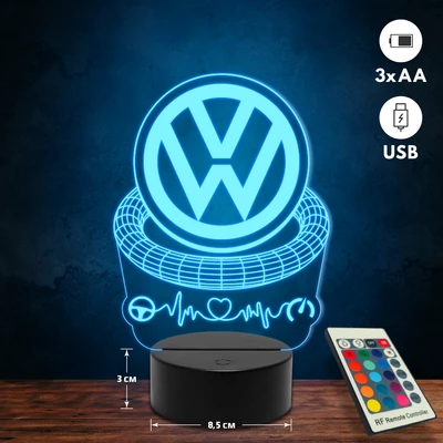 Volkswagen 3D autós Led lámpa