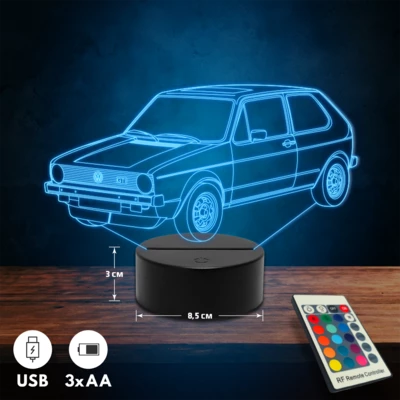 VW Golf MK1 GTI autós 3D Led lámpa