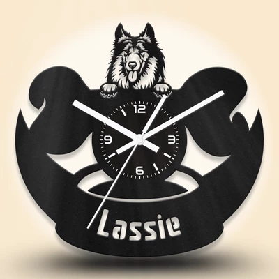 Skót juhász kutyafejes fa falióra