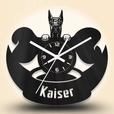 Német dog kutyafejes fa falióra