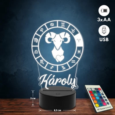 Kos csillagjegyes 3D Led lámpa