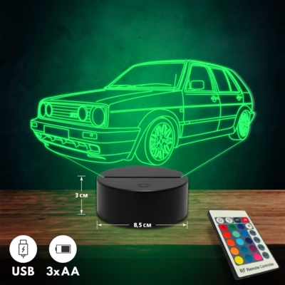 Volkswagen Golf MK2 autós 3D Led lámpa