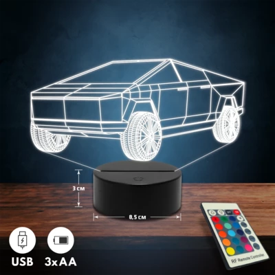 Tesla Cyber truck 3D Led lámpa