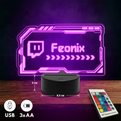 Twitch logós 3D Led lámpa