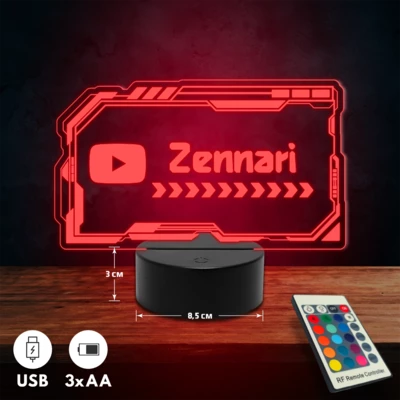 YouTube logós 3D Led lámpa