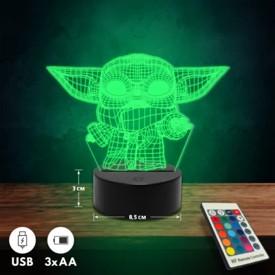 Baby Yoda Grogu 3D Led lámpa