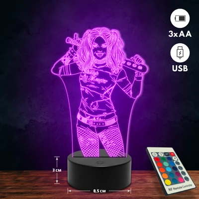 Harley Quinn 3D Led lámpa