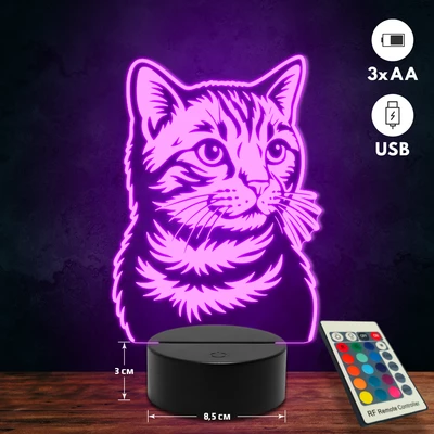 Cirmos macska 3D Led lámpa