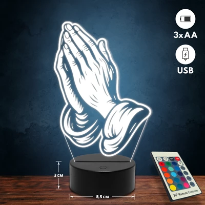 Imádkozó kéz 3D Led lámpa