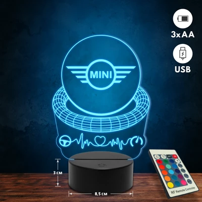 Mini Cooper logós 3D Led lámpa