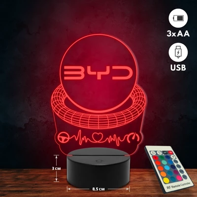 BYD logós 3D Led lámpa