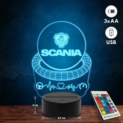 Scania logós 3D Led lámpa