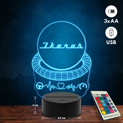 Ikarus logós 3D Led lámpa