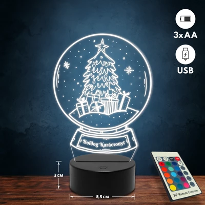 Karácsonyi hógömb 3D Led lámpa